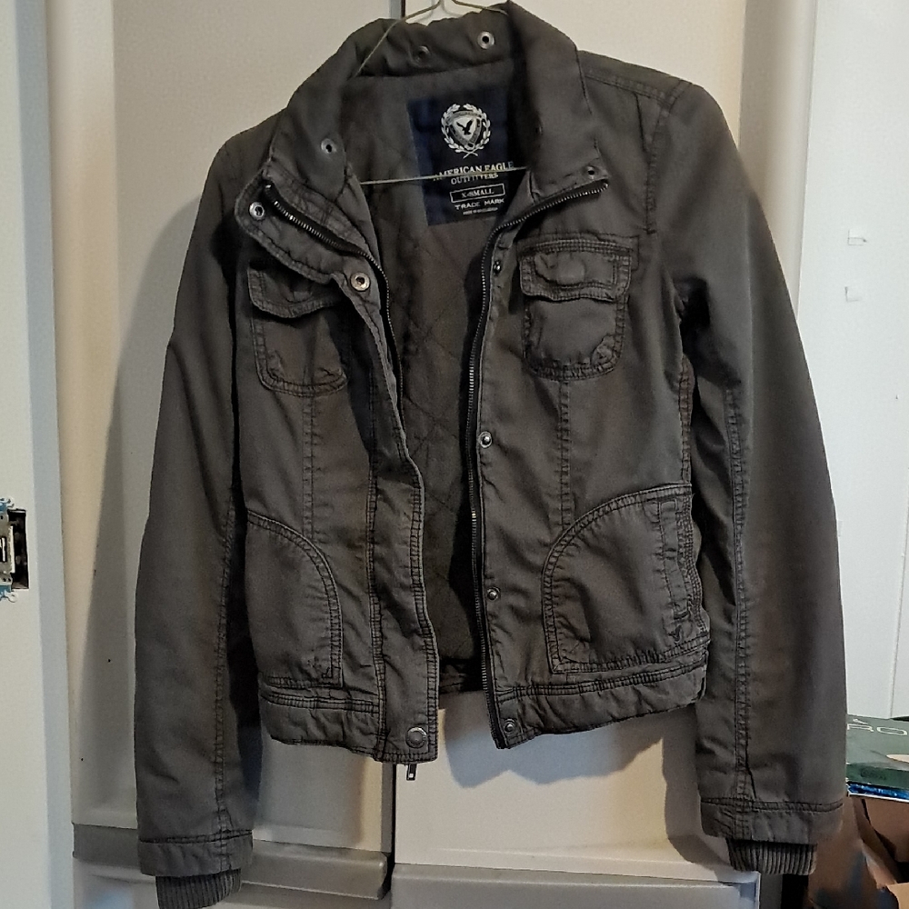 American Eagle Bella Swan Dark Grey Bomber Jacket XS